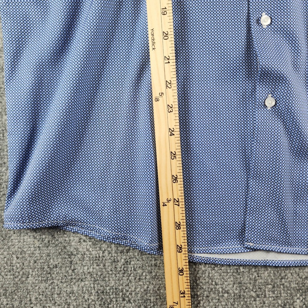 Jones New York Signature Slim Fit Dress Shirt Mens XL 17-17.5 Blue Micro Print - Picture 5 of 7